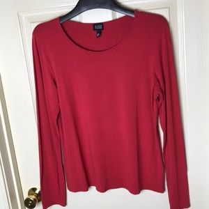 Eileen Fisher Long Sleeve Scoop Neck Red Top Size Medium